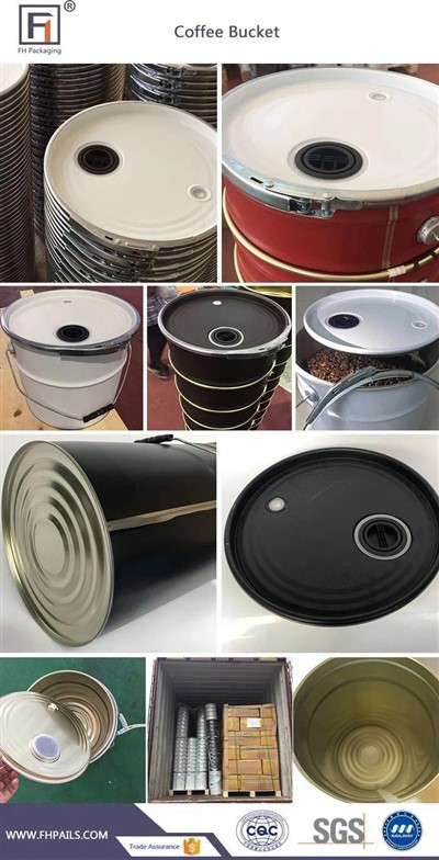 Hlau Pails Rau Roasted Kas fes taum (nrog li qub) hauv 25l